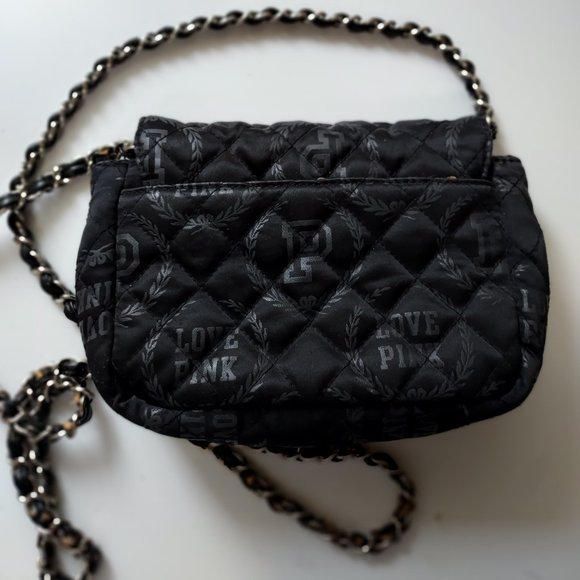 Kiss Lock Fabric Fold Over Chain Strap Small Crossbody Bag - Picture 2 of 3